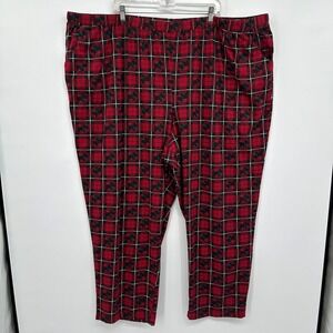 Serenada Pajama Pants Plus Size 5X Scottie Dogs Pockets Red Plaid Cotton New‎